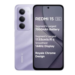 Redmi 15 5G Sandy Purple 8GB + 256GB | Segment's Largest 7000mAhA Battery | Segment's Largest Display 17.53cm(6.9) Up to 144Hz | Snapdragon 6s Gen 3 | 18W Reverse Charging | 50MP AI Dual Camera