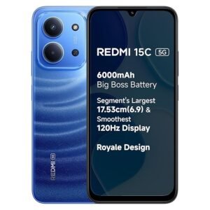 REDMI 15C 5G Moonlight Blue 8GB + 128GB | Royale Design | Massive 6000mAh Battery | Segment's Largest Display 17.53cm Up to 120Hz | MediaTek Dimensity 6300 | 33W Fast Charging | 50MP AI Dual Camera