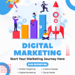 Blue and White Modern Digital Marketing Instagram Post
